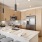 kitchen with white counter and bar stools