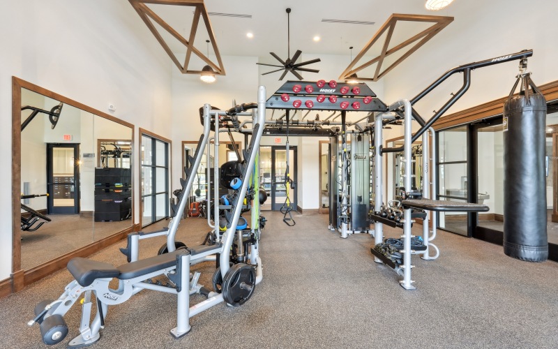 a gym with exercise equipment